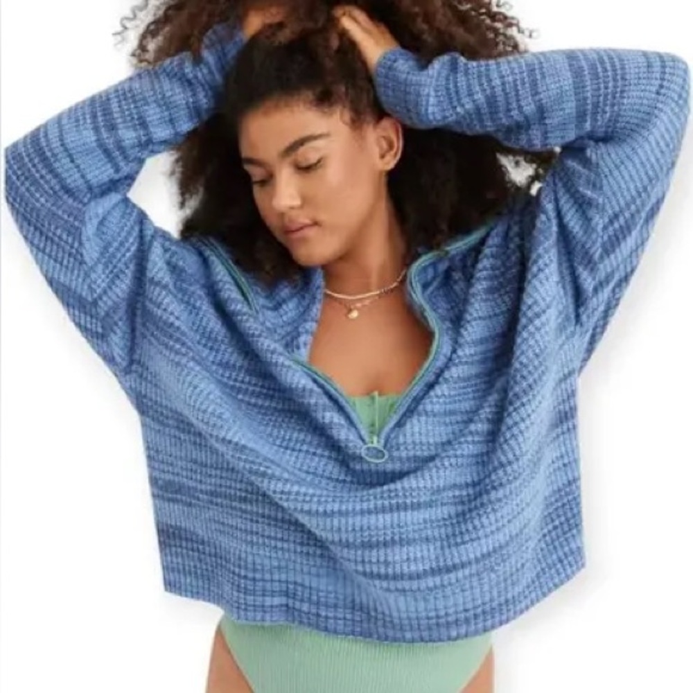 AERIE Quarter Zip Knit Sweater